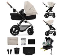 Kinderkraft MOOV2 AIR Poussette 4 en 1 Mink PRO I-Size, système de voyage, poussette bébé, poussette pliable, de la naissance à 3 ans, Gris