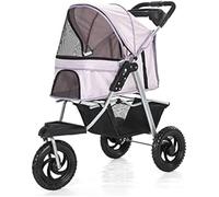 Poussette à 3 roues pour animal de compagnie - Design pliable en un clic pour un transport facile, légère avec grandes roues et porte-gobelet, supporte les animaux jusqu'à 25 kg pour des aventures