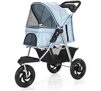 Poussette à 3 roues pour animal de compagnie - Design pliable en un clic pour un transport facile, légère avec grandes roues et porte-gobelet, supporte les animaux jusqu'à 25 kg pour des aventures