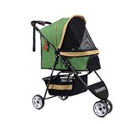 Poussette à 3 roues pour animaux de compagnie, chariots de voyage pliables pour chiens et chats pour chiens de taille moyenne et petite, avec panier de rangement amovible, charge inférieure à 15