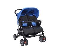 vidaXL Poussette à deux places 10109 – Acier, bleu et noir