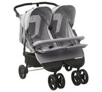 Vidaxl Poussette À Deux Places Gris Clair Acier