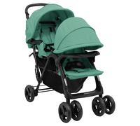 vidaXL Poussette à deux places Landau pliable de voyage pour tout-petit Vert Acier 10352