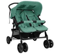Poussette à Deux Places Gris Foncé Acier Landau Pliable de Vayage vidaXL