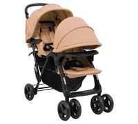 Poussette à Deux Places Gris Foncé Acier Landau Pliable de Vayage vidaXL
