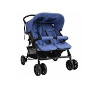 vidaXL Poussette à deux places – Landau pliable de voyage 10344 pour tout-petit Bleu marine