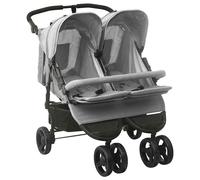 Poussette à Deux Places Rouge Acier Landau Double Bébés Enfants Voyage vidaXL