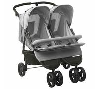 Poussette à Deux Places Rouge Acier Landau Double Bébés Enfants Voyage vidaXL