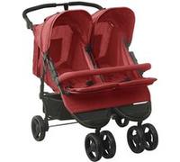 Vidaxl Poussette À Deux Places Rouge Acier Rouge