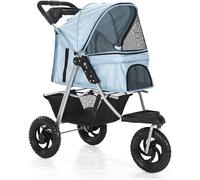 Poussette à roulettes pour chien de grande taille - Landau à 3 roues pour chiens de taille moyenne et petite - Poussette pliable avec porte-gobelet - Peut contenir jusqu'à 25 kg - Pratique et mobile
