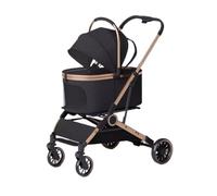 Poussette Animaux Poussette Pliante 3 En 1 Pour Animaux De Compagnie, Avec Support Amovible, Panier De Rangement, 4 Roues Pour Chiens Et Chats De Taille Moyenne Et Petite Animaux Voyage Poussette(Blac