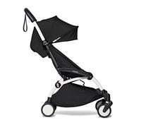 Poussette BABYZEN YOYO2 6+ (Cadre blanc + pack couleur noir) - Comprend un harnais, un dossier, des arceaux de capote, une bandoulière, un coussin d’assise, et une capote assortie