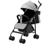 Poussette bébé 0-4 ans, pliable à deux mains, inclinable, roues EVA antichoc, pare-soleil réglable, structure en acier, charge max 30 kg (gris)