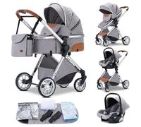 Poussette Bébé 3 en 1 avec Nacelle et Siège Auto - Poussette Combinée avec Grand Panier nouveau modèle