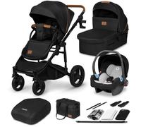 LIONELO MARI TOUR 3en1 Poussette Canne Bébé jusqu'à 22 kg Nacelle Siège-auto Réglage du Dossier Pliable Ceintures à 5 points, Roues Tout Terrain 360° Poussettes Combinées (Black)