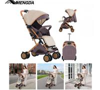 Poussette bébé citadine-MENGDA-Assis, couché, pousser ou tirer,-De la naissance à 4 ans-Ceinture 5 points de sécurité-kaki