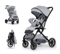 Poussette bébé citadine ultra compacte - De 0 à 36 mois Jusqu'à 22kg - Pliage en un clic, Dossier réglable, Double Frein - Gris