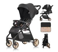 Poussette bébé citadine ultra compacte KITYTETY - De 0-36 mois - EN1888 - Dossier réglable, lucarne visuelle, Pliage facile - Noir