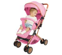 Poussette Bébé Combinée 2 en 1, Landau Pliable pour 0-36 Mois, 0-25kg, Poussette Compact avec Siège Rotatif, Panier de Rangement, Ceinture de Sécurité-B-rose