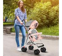 Poussette Bébé Combinée 2 en 1, Landau Pliable pour 0-36 Mois, 0-25kg, Poussette Compact avec Siège Rotatif, Panier de Rangement, Ceinture de Sécurité-D-rose