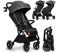 Poussette bébé compacte LIONELO Cloe - Jusqu'à 22 Kg - Système légère & pliable - Grandes Roues - Gris