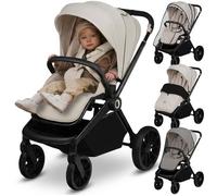 Poussette bébé compacte LIONELO Mika plus - Imperméable - Peut être plié avec le siège - Grandes roues en caoutchouc - Beige