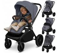 Poussette bébé compacte LIONELO Mika Plus - Imperméable - Peut être plié avec le siège - Grandes roues en caoutchouc - Gris