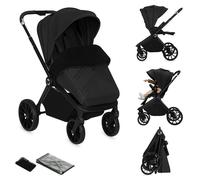 Poussette bébé compacte LIONELO Mika Plus - Imperméable - Peut être plié avec le siège - Grandes roues en caoutchouc - Noir