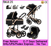 Poussette bébé multifonction 3 en 1, avec siège auto et panier de couchage, landau léger pour bébé, landau pliable et Compact XR003-RED