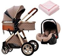 Poussette bébé Poussette portable et légère Poussette bébé 2 en 1 pour les tout-petits Landau pliable Buggy Cadeau Couverture de Noël, poussette en alliage d'aluminium avec porte-gobelet à d