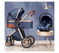 Poussette Berceau Bébé Nouveau-né 3 en 1 Poussette Convertible Haute Paysage, Landau Pliable en Alliage d'Aluminium Anti-Choc Poussette for Tout-Petits Poussettes for Bébés de 0 à 36 Mois (Color : Bl