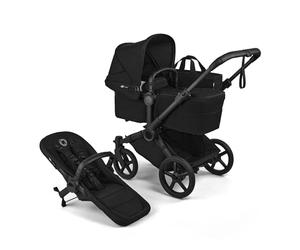 Poussette Bugaboo Donkey 6 simple, convertible en modes double et jumeaux, pour nouveau-né et enfant en bas âge, double espace de rangement & sac latéral, facile à manier à une main, Heritage Black
