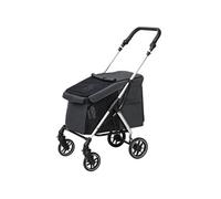 PawHut Poussette buggy pliable pour chien, porte-gobelets, laisse de sécurité, roues avec frein à 360°, fenêtre à mailles, alliage d'aluminium, chariot pour chien chat petit et miniature, gris