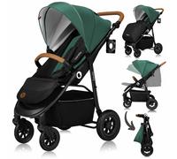Poussette bébé compacte - LIONELO Natt - Jusqu'à 22 Kg - Légère & pliable - Roues gonflables - Vert