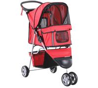 Pawhut Poussette buggy pour chien et chat – pliable, roue avant pivotante 360 degrés – Rouge
