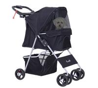 Poussette Buggy Pour Chiens 75l X 46l X 94h Cm Pliable Imperméable Tissu 600d Oxford 4 Roues Noir