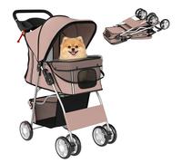 Poussette buggy pliable animaux - PawHut - porte-gobelet panier de rangement inclus roues avec frein - tissu 600D Oxford acier café