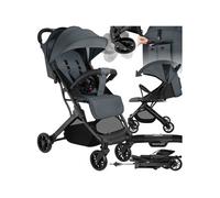 Poussette buggy pliable avec harnais à 5 points 0 à 36 mois poignée téléscopique gris anthracite