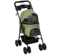 PawHut Poussette buggy pliable 4 roues tissu 300D Oxford imperméable panier porte-gobelets vert