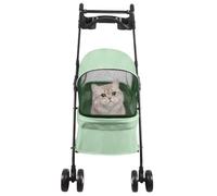 Poussette Buggy Pliable pour Chien et Chat - Chariot Promenade avec Porte-gobelet, Grand Panier de Rangement, Roues Stables, 50 × 70 × 95 cm, Idéale pour Petits et Moyens Chiens,Vert menthe