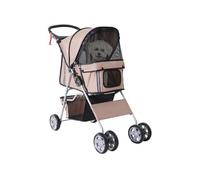Poussette buggy pliable pour chiens tissu 600D Oxford imperméable 4 roues marron G