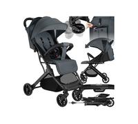 POUSSETTE - TECTAKE - Poussette buggy FINN pliable avec harnais à 5 points et frein de stationnement - Gris anthracite