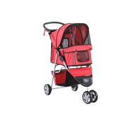 Pawhut Poussette buggy pour chien chat animaux roue avant pivotante 360 degrés rouge