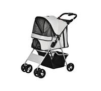 PawHut Poussette buggy pour chiens 75L x 46l x 94H cm pliable imperméable tissu 600D Oxford 4 roues gris