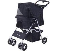 PawHut Poussette buggy pour chiens panier sac de rangement pliable imperméable tissu 600D Oxford 4 roues 75L x 46l x 94H cm noir