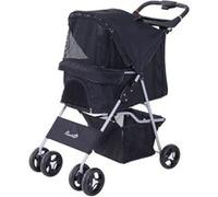 Poussette buggy pour chiens 75L x 46l x 94H cm pliable imperméable tissu 600D Oxford 4 roues noir Noir