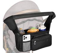 Poussette Caddy Porte-gobelet de poussette étanche Sac à couches à 3 compartiments avec sac avant amovible et poche en filet Organisateur polyvalent ..