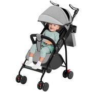 Poussette canne,avec position allongée- de la naissance à 4 ans - Assis- inclinable- poignée réglable-avec moustiquaire en coton -Gris