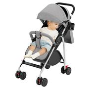 Poussette canne compacte Ingenious,avec position allongée/de la naissance à 4 ans/assis ou allongé/avec coussin en coton/moustiquaire/porte-gobelet/GRIS
