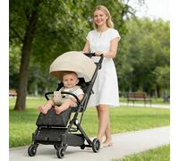 Poussette Canne Compacte Légère, 0 à 4 Ans, Pliage Rapide, 3 Positions d'Inclinaison, Panier de Rangement, Harnais à 5 Points, Trolley de Transport (Kaki)